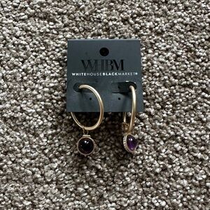 White House Black Market Gold and Purple Dangle Earrings